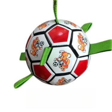 Imagem de Bola Para Cães Com Alças Jogos Interativos Brinquedos De Futebol Durável E Fácil De Limpar Alça 15CM