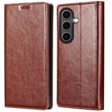 Imagem de WatchauG Capa carteira compatível com Samsung Galaxy S23 Ultra, capa flip de couro genuíno com suporte para cartão de crédito com bloqueio RFID, suporte [revestimento interno de TPU à prova de choque