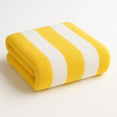Imagem de U.S. Polo Assn. Toalha de praia listrada Cabana, 91 x 177 cm, mistura de algodão e poliéster, jacquard duplo, veludo (amarelo)