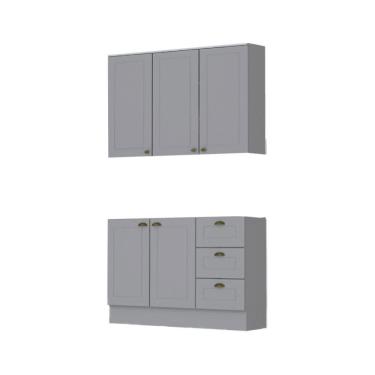 Imagem de Cozinha Modulada 2 Peças 5 Portas 3 Gavetas Com Tampo Henn Americana