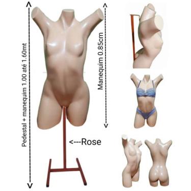 Imagem de Manequim feminino (Meio corpo pose Cláudia Raia N.38) bege + pedestal 