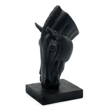 Imagem de Lukitas Vaso de cabeça de cavalo – Decoração de estátua de cavalo Feng Shui para riqueza e estilo, vaso artístico elegante para saguão e galeria de hotéis, detalhes decorativos modernos para casa ou