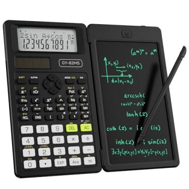 Imagem de Calculadora científica para escola com bloco de notas, material escolar ROATEE de ensino médio e médio para estudantes, calculadora científica dobrável de 2 linhas 82 MS com tablet de escrita, energia