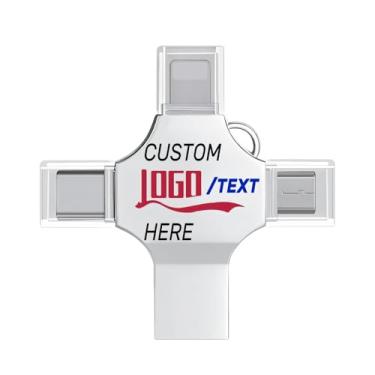 Imagem de Pen drive USB OTG personalizado, multifuncional 4 em 1, pen drive USB 3.0, ideal para eventos de negócios, presentes corporativos e brindes promocionais (32 GB, 100 peças)