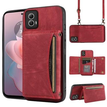 Imagem de Capa de telefone para Motorola Moto G Power 5G 2024 capa carteira com alça de ombro transversal, couro PU, porta-cartão de crédito, bolso fino, acessórios para celular, bolsa flip para celular G5
