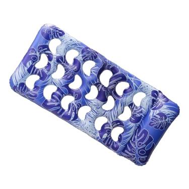 Imagem de Esquirla Flutuador inflável para piscina, lago, praia, flutuador de água, tapete flutuante, cadeira flutuante dobrável para piscina com encosto de cabeça para, azul escuro