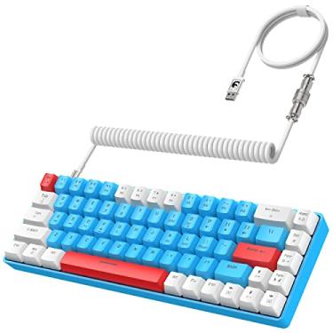 Imagem de Teclado T8 60% para jogos, mini teclado mecânico compacto de 68 teclas com 18 Chroma RGB retroiluminado, interruptor azul, cabo de teclado enrolado USB C, para PC, laptop, Mac, PS4, Xbox - verde