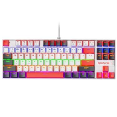 Imagem de Teclado Redragon mecânico para jogos K552, compacto de 87 teclas, teclado LED para jogos com teclas vermelhas, anti-ghosting, moldura de metal para jogos e digitação em PC, adequado para iniciantes