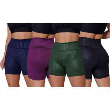 Imagem de Kit 3 Shorts Feminino 3D Legging Academia Suplex Cós Alto Empina Bumbu
