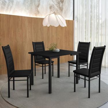Imagem de Mesa Compact 109x77cm Tampo em Mdf com 4 Cadeiras Tokio Preto