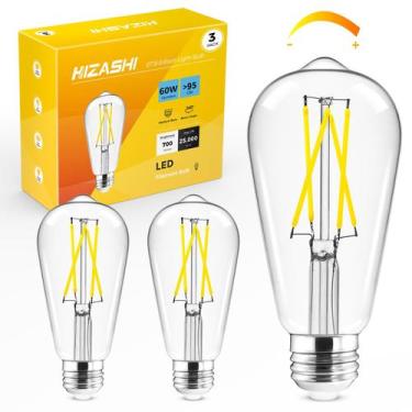 Imagem de Lâmpada LED Hizashi Edison ST19 6W 5000K 700lm regulável, pacote com 3