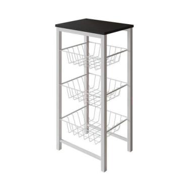 Imagem de Fruteira De Chão Cozinha Montada Aço Branco Tampo Preto Roma Cor: Bran