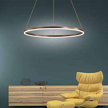 Imagem de LightInTheBox Lustre de anel de LED moderno, luminária pendente halo de 80 cm, círculo minimalista, regulável, luz suspensa de metal acrílico para sala de estar, sala de jantar, quarto (café)