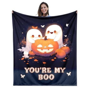 Imagem de XPENMULBOJA Cobertor de Halloween para mulheres e homens, cobertor de outono para namorado namorada casal 127 x 152 centímetros para sofá de sala de estar, decorações fofas de Halloween You're My Boo