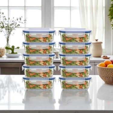 Imagem de Kits Potes Vidro Hermético Retangular Canelado (4)