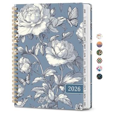 Imagem de Agenda 2026, agenda de planejamento semanal e mensal para mulheres, janeiro de 2026 a dezembro de 2026, livro de agenda de planejamento de capa dura com abas, encadernação em espiral, bolso interno