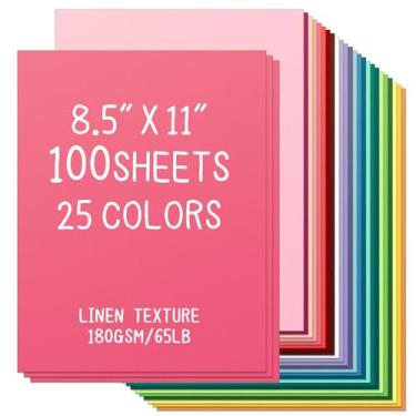 Imagem de 100 folhas de cartolina colorida 29,5 kg x 29,5 kg, papel texturizado para impressão, confecção de cartões, scrapbook, 180 g/m²