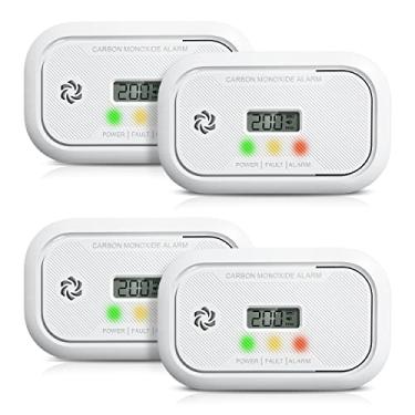 Imagem de Ecoey Detectores de monóxido de carbono com visor LCD digital, alarme de monóxido de carbono operado por bateria substituível, detector de alarme CO de vida útil de 10 anos com modo mudo para casa, 4