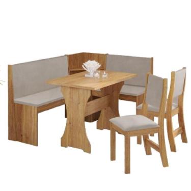 Imagem de Conjunto Sala De Jantar Canto Alemão Arnis Com 2 Cadeiras Sone Veludo Viero Madeirado