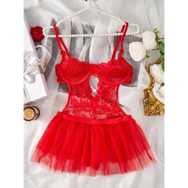 Imagem de Conjunto De Sutiã Sexy De Renda Transparente Liga Lingerie Quente Pija
