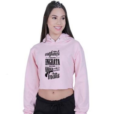 Imagem de Cropped Moletom Feminino A confiança Racionais Mcs - Lafre, Rosa claro