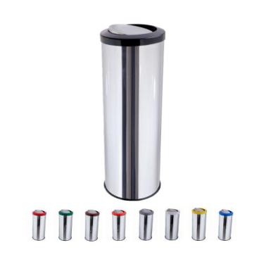 Imagem de Lixeira Inox Com Tampa Basculante Flip-top 30 Litros Cesto De Lixo - C