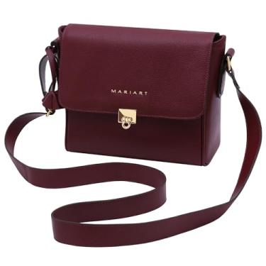 Imagem de Bolsa Transversal Feminina de Couro Bovino Legítimo c/Alça Ajustável Mariart Âmbar (Rubi)