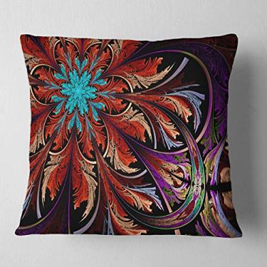 Imagem de Design de flor fractal em vermelho escuro arte digital sala de estar, sofá, almofada de alta qualidade + capa de almofada impressa em ambos os lados 66 cm x 66 cm