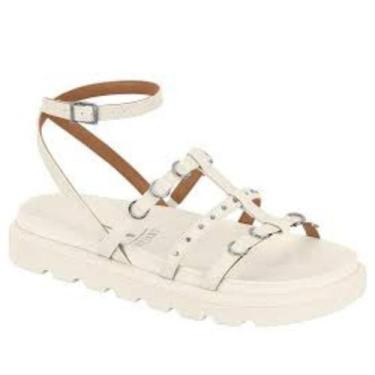 Imagem de Sandália Vizzano Papete Tachas Amarração conforto casual, Branco off, 