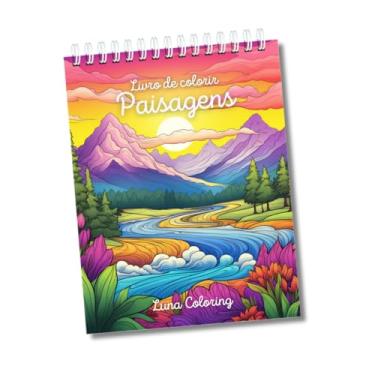 Imagem de Livro De Colorir Paisagens volume 2 Adulto Antiestress 50 Desenhos A5 Folha De 180 Gramas