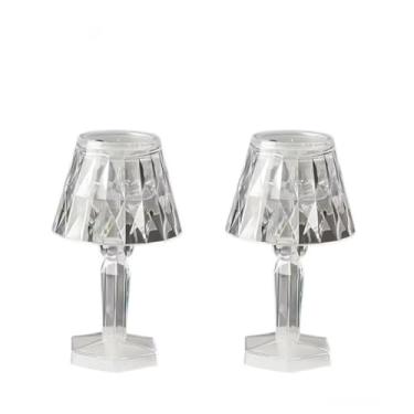 Imagem de Kit 2 MINI ABAJUR Acrílico Transparente luminária decoração para quarto Mesa Led(LAM5200)