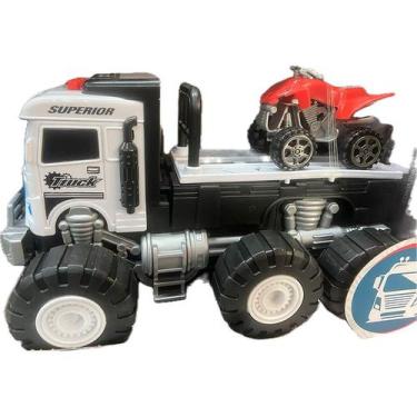 Imagem de Caminhão Carreta de Brinquedo Carregando Quadriciclo Som e Luz 9918-1D