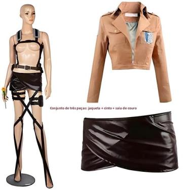 Imagem de Jaqueta De Cosplay De Attack on Titan Shingeki No Kyojin Com Saia E Su