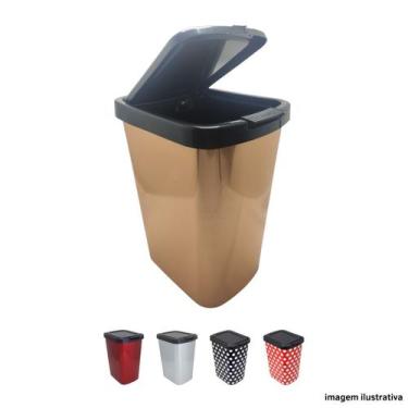 Imagem de Lixeira Cesto 9 Litros tampa Click Para Pia Cozinha Banheiro - Arqplas