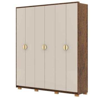Imagem de Guarda-Roupa Casal 100% MDF 6 Portas 4 Gavetas Bolonha Imbuia Fendi - 