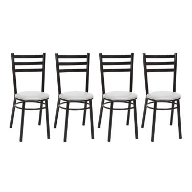 Imagem de Kit 4 Cadeiras Cp81 Pintadas Pretas Treparoni Preto Com Branco