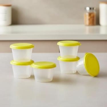 Imagem de Kit 10 Potes para Papinha Gelatina Dieta Plástico Livre de BPA 100ml Recipiente para Armazenamento de Alimentos com Tampa (Amarelo)