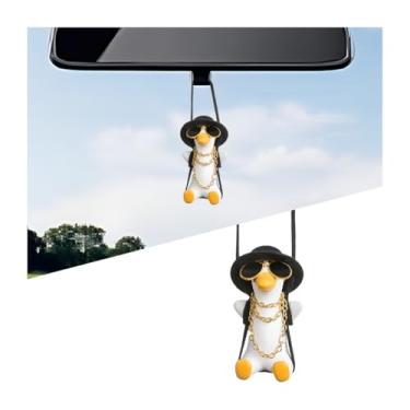 Imagem de LKAHG Ornamento de suspensão legal de carro de pato balançando, pingente de espelho retrovisor de veículo fofo engraçado, decoração suspensa de espelho retrovisor interior automotivo, universal para