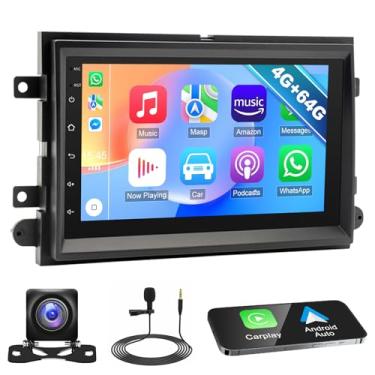 Imagem de Rádio estéreo automotivo de 17,78 cm para Ford F150/F250/F350 2004-2014, Android 13, rádio veicular com CarPlay, Android Auto, suporte WiFi, GPS, câmera de backup Bluetooth, microfone-4+64G
