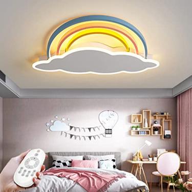 Imagem de Luminária de teto LED moderna, luminária de teto com design de desenho animado, regulável com controle remoto, lustre para quarto infantil, luzes decorativas para sala de estar, café, corred