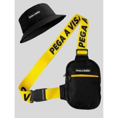 Imagem de Shoulder Bag Masculina Mini Bolsa Necessaire Basica + Chapeu Bucket Pega a Visão-Masculino