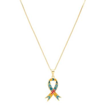 Imagem de Colar Pingente Autismo Amor Autista Folheado A Ouro 18k - Milena Joias