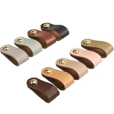 Imagem de Puxadores de gaveta de móveis puxadores de porta de armário puxadores de porta de armário puxadores de couro macio ferragens 2 peças (rosa)