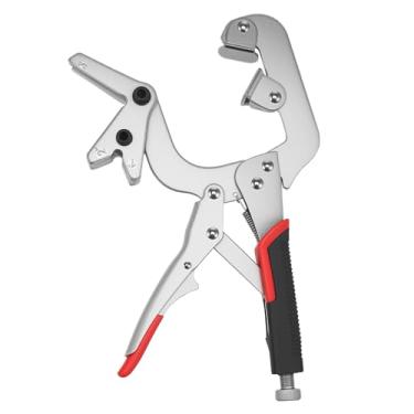 Imagem de Alicate de travamento de grampo C multiuso alicate de solda de liberação rápida e aderência ergonômica para marcenaria e soldagem (1, preto avermelhado)