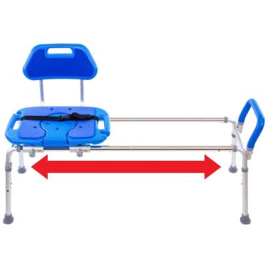 Imagem de Cadeira de Banho Móvel para Idoso com Assento Recortado e Deslizante, suporta até 180 kg, PLATINUM HEALTH, Azul