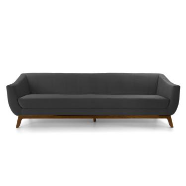 Imagem de Sofá 3 Lugares Odeon D07 230cm Base Madeira Veludo Cinza - D'Rossi
