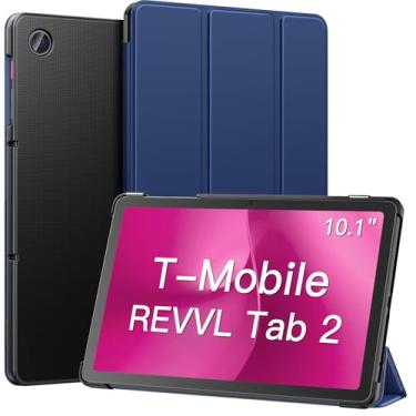 Imagem de MoKo Capa para tablet T-Mobile Revvl Tab 2 2025 de 10,1 polegadas, capa de couro leve e fina com suporte completo com três dobras com despertar/hibernar automático para tablet Revvl Tab 2 lançado em