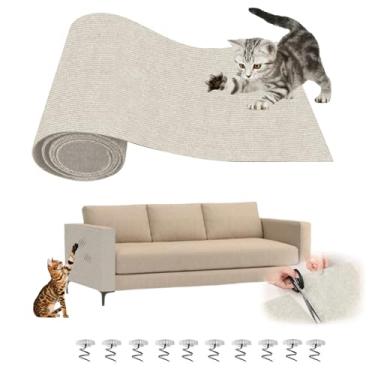 Imagem de Tapete Extra Grande para Arranhar Gatos,Tapete para Arranhars Gato de 300x40cm,Arranhador de Parede para Gatos,Protetor de Móveis,Protetor de Sofá da Cat Claws (Caqui)
