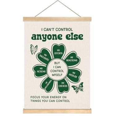 Imagem de You found a duck Tabela de bateria de verificação de humor de saúde mental, arte de parede em tela para sala de aconselhamento, sala de aula escolar, 35,5 x 47 cm (verde-I Can't)