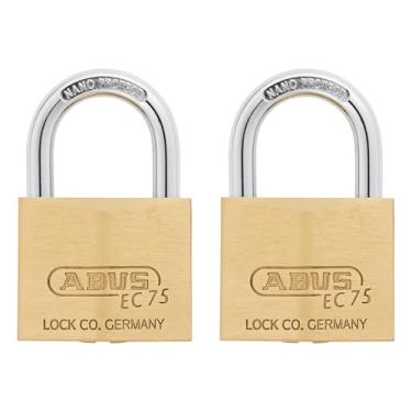Imagem de ABUS Pacote com 2 cadeados de latão maciço 75/40 com 2 chaves para atividades ao ar livre, escola, academia, 40 mm de largura, com chave semelhante